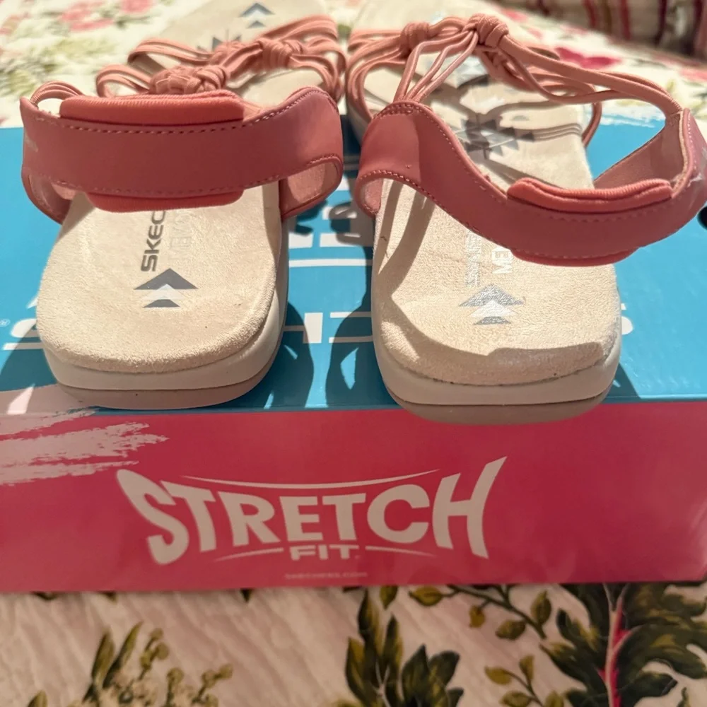 🩷Skechers Reggae Slim Why Not stretch fit sandals coral pink women size 10 EUC - Picture 7 of 10